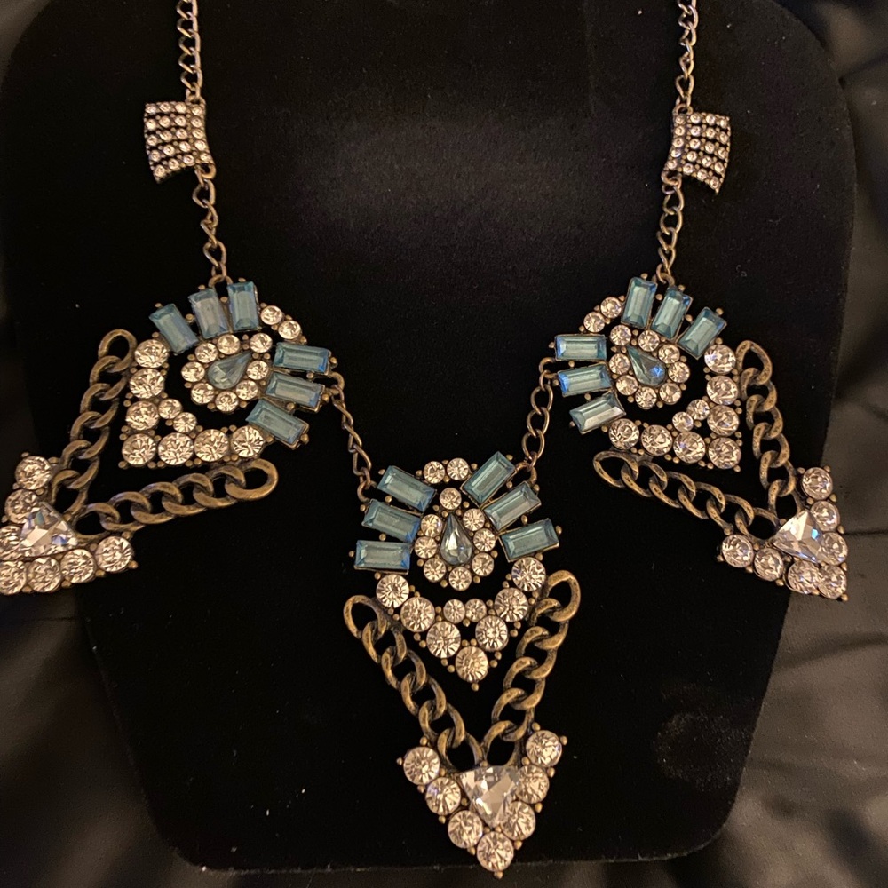 Crystal Rhinestone Multi-Layer Statement Necklace… - image 3